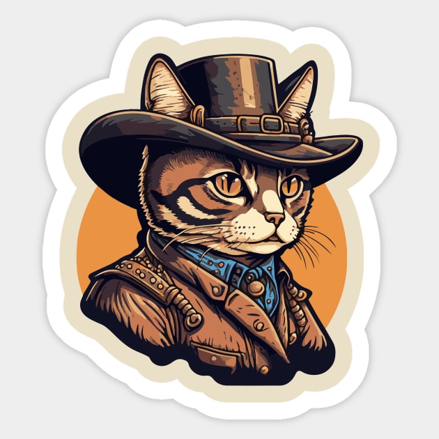 The Cat Cowboy Sticker by Fantasy Cats Designs